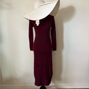 Elegant Burgundy Knitted Dress